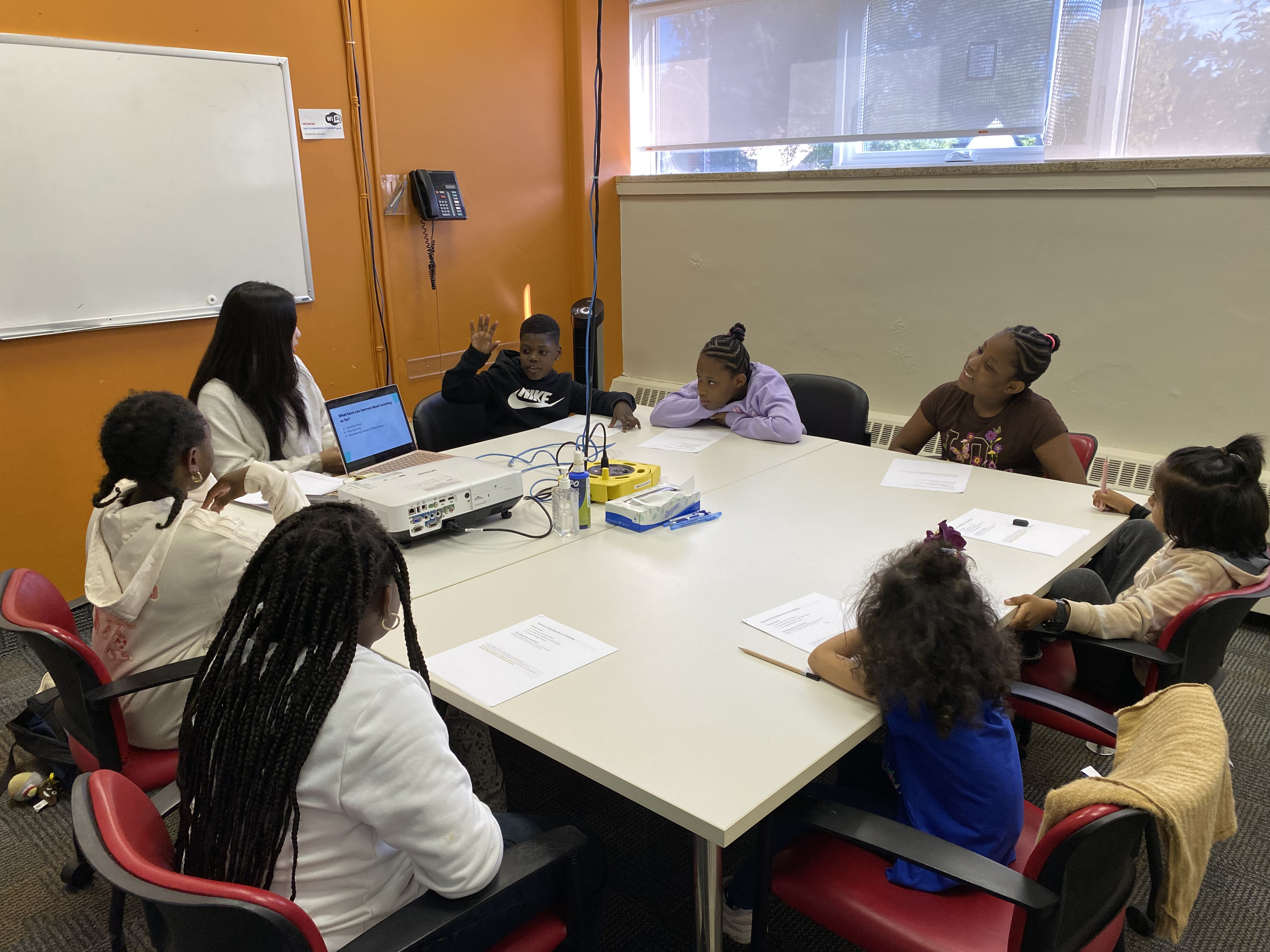 Student teacher teaching a class